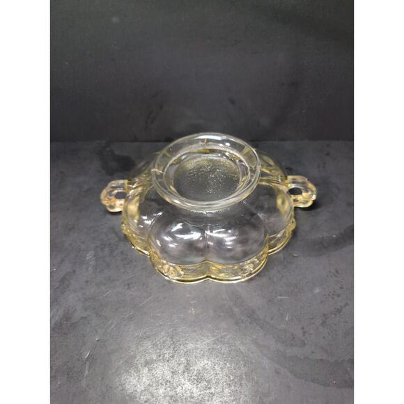 Jeanette Glass Aztec Rose Yellow Bowl, Vintage Scalloped Bowl, Sculpted‎ Roses - Picture 7 of 10